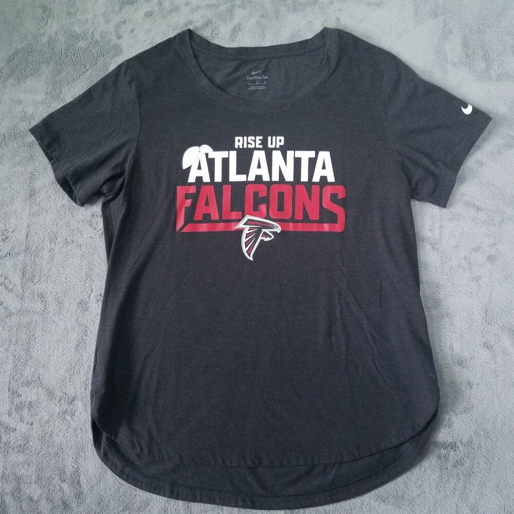Atlanta Falcons TShirt Womens Gray Red Size Large RISE UP Football NFL Nike Tee